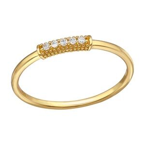 Elegant 14k Gold Vermeil Ring with Crystal Accents Dainty Stackable Ring